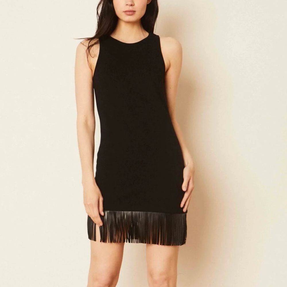 NWT Caballero Lana Black Fringe Hem Ponte Dress Size XS